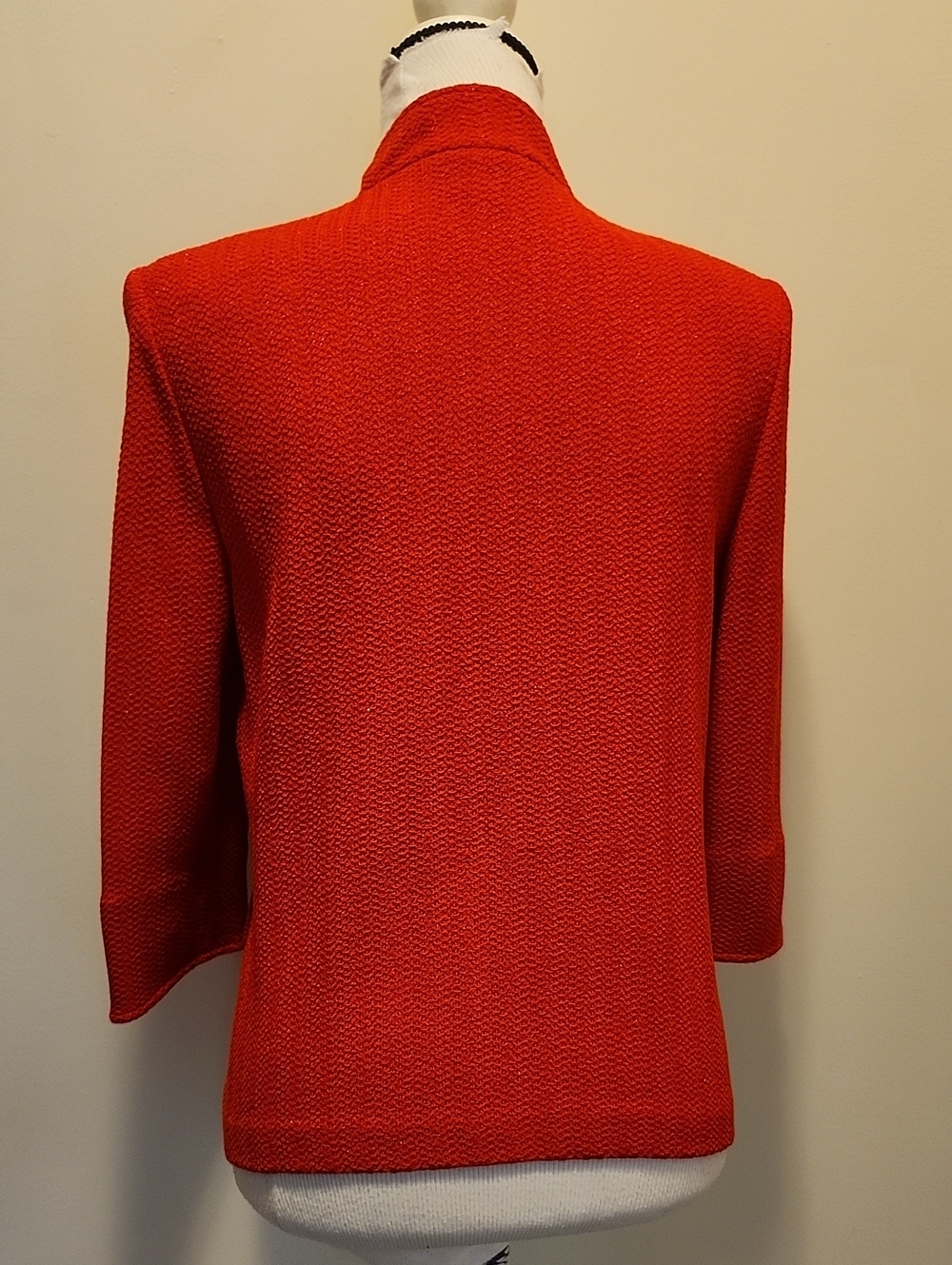 Vintage St. John Collection Jacket 6 Knit Blazer Red 3/4 Sleeve Cardigan - Picture 4 of 7